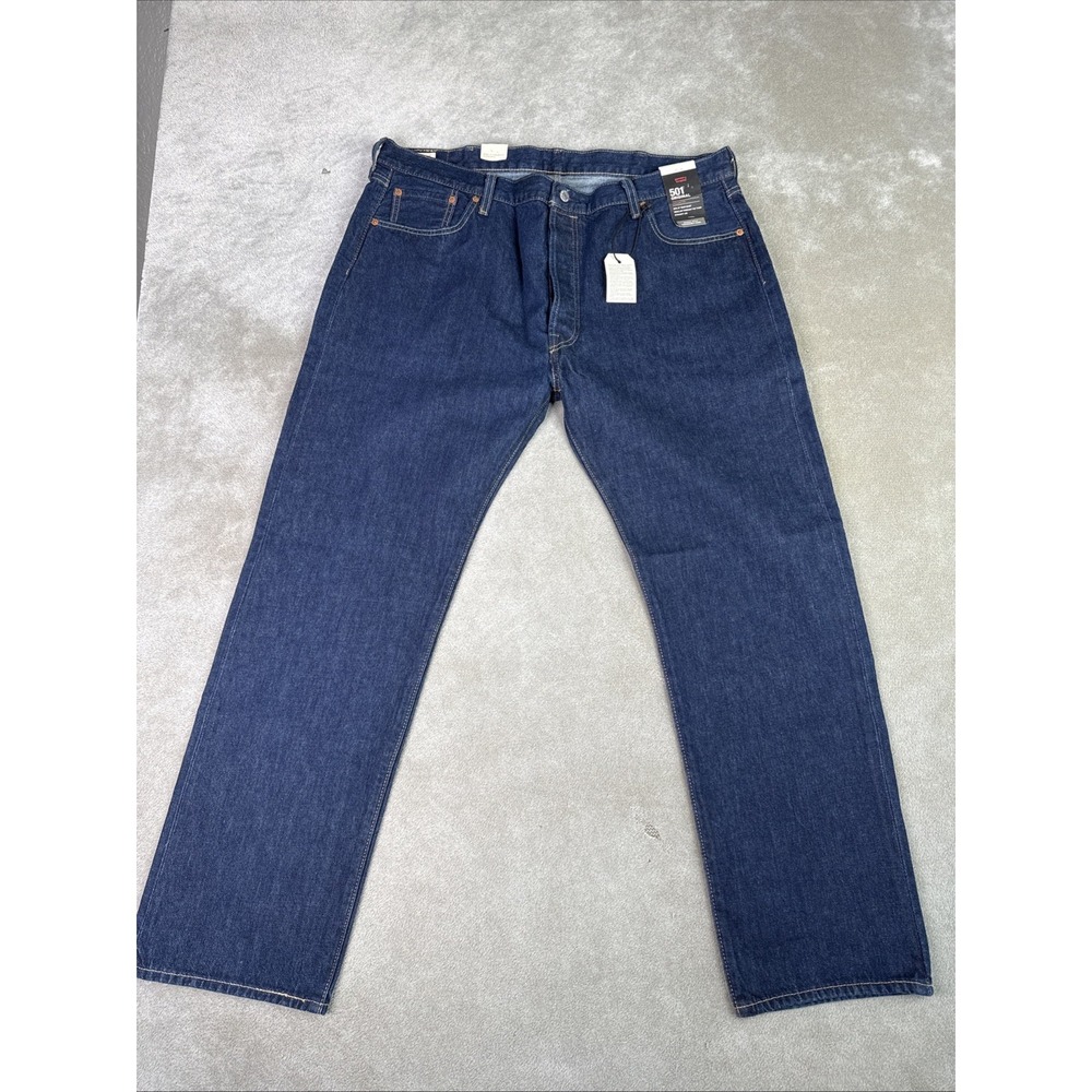Levis 501 Original Fit Jeans Mens 42x32 Blue Straight  Button Fly New